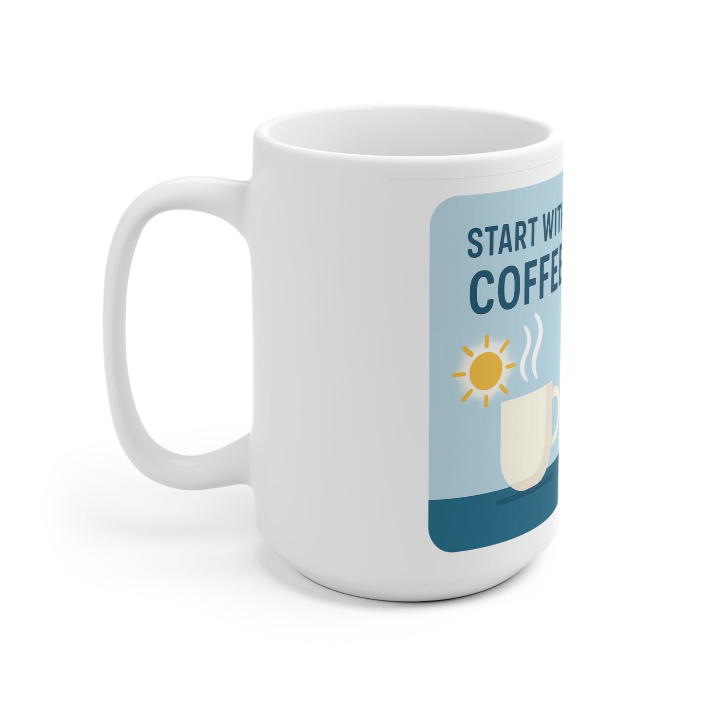 Koffie en Bier Keramische koffietas - "Start with Coffee, end with beer"