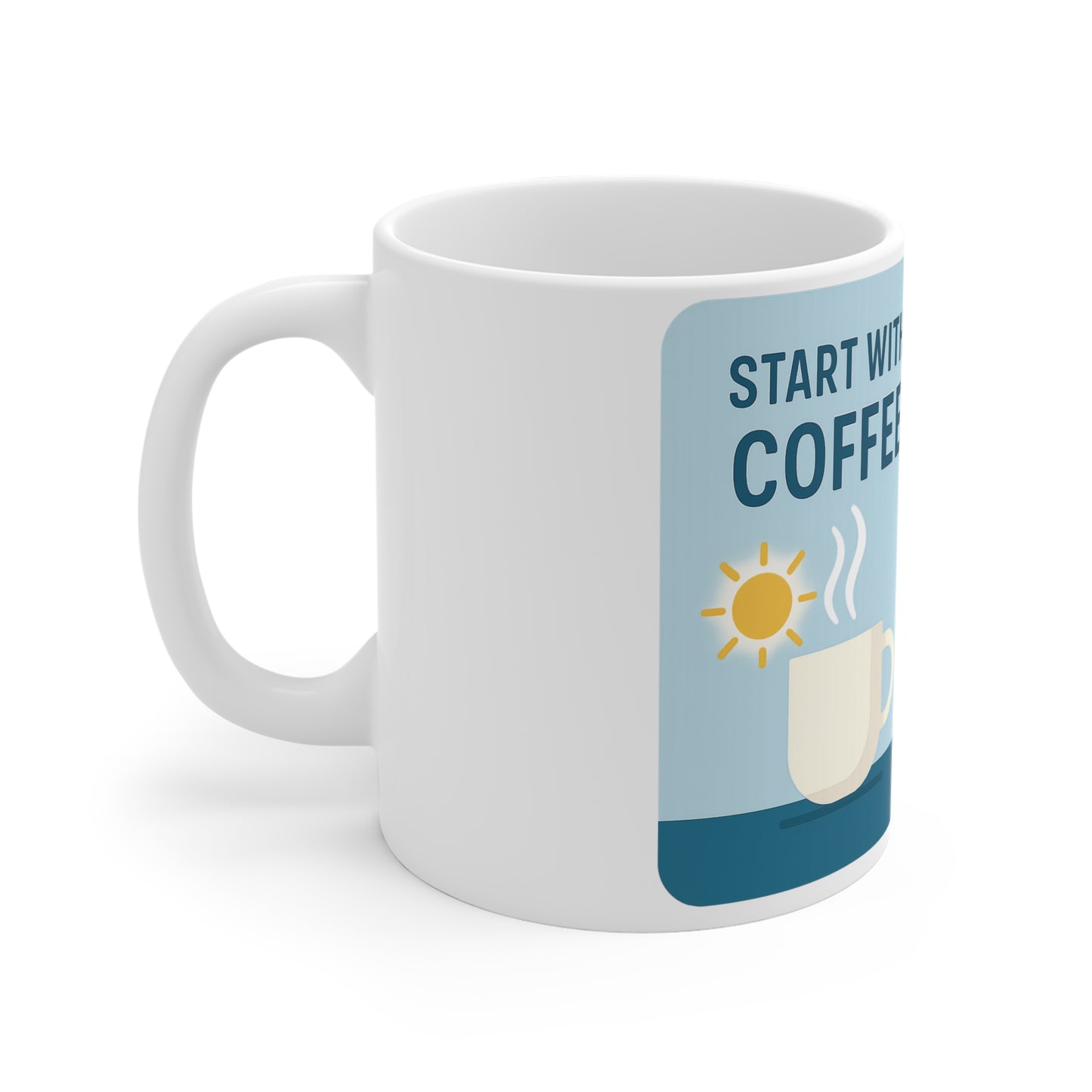 Koffie en Bier Keramische koffietas - "Start with Coffee, end with beer"