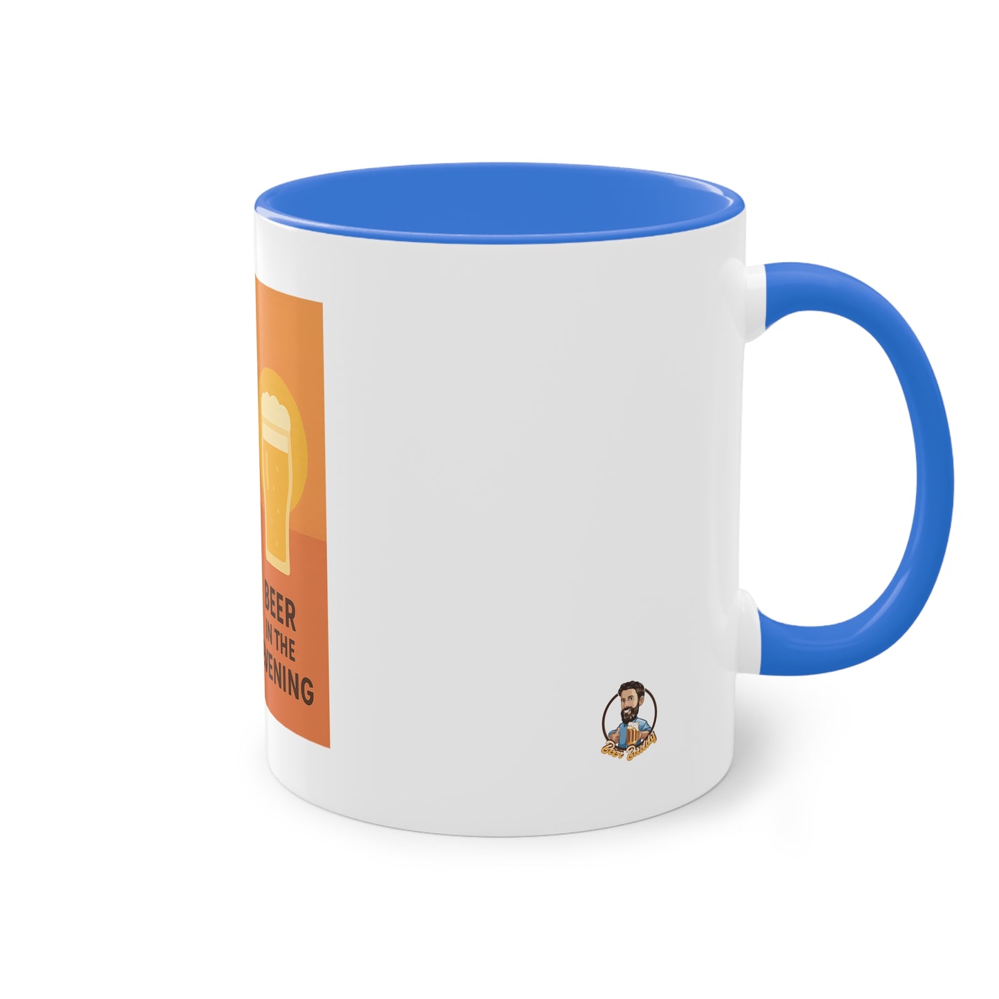 Tweekleurige koffietas: Koffie in de ochtend, bier in de avond.