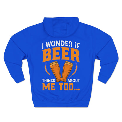 Unisex Premium Pullover Hoodie-Ich frage mich, ob Bier auch über mich aussieht